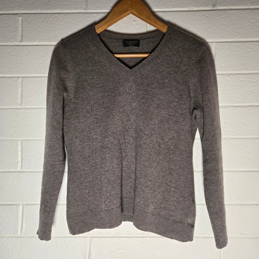 Charter Club Cashmere Sweater Large Brown Luxury Neutral Cable Knit Old Money